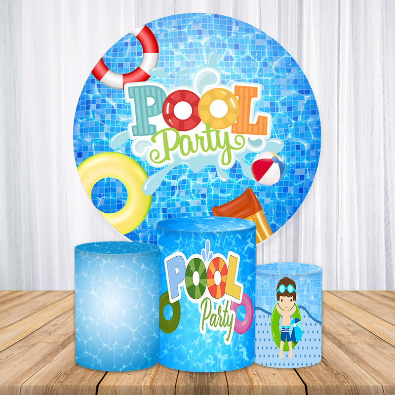 Aperturee Circle Summer Pool Party Backdrop Kit For Birthday