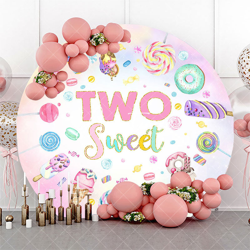 Aperturee - Circle Sweet Candy Ice Cream 2nd Birthday Backdrop