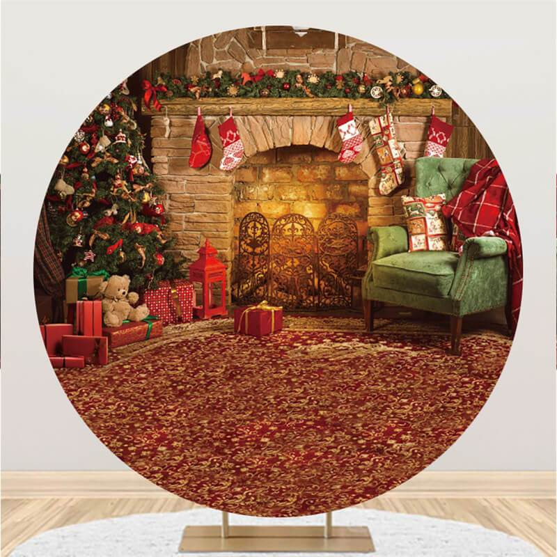 Lofaris Circle Sweet House With Christmas And Gift Backdrop