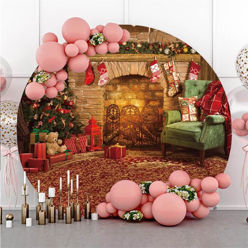 Aperturee - Circle Sweet House With Christmas And Gift Backdrop