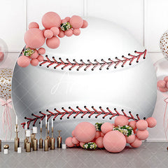 Aperturee - Circle Vivid White Red Baseball Birthday Backdrop