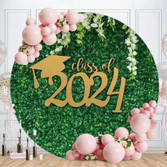 Aperturee - Circle White Floral Green Leaf Class Of 2024 Backdrop