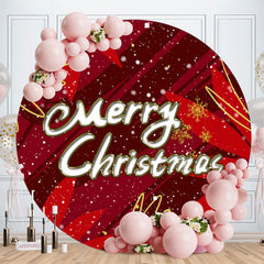 Aperturee - Circle White Snowflake Red Christmas Backdrop