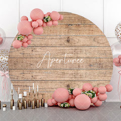 Aperturee - Circle Wooden Textured Simple Baby Shower Backdrop