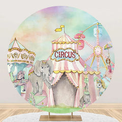 Aperturee - Circus Carousel Animals Tent Round Birthday Backdrop