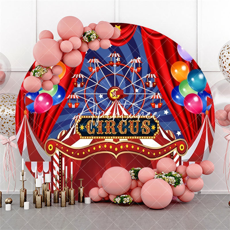 Aperturee Circus Red Balloons Ferris Wheel Circle Backdrop