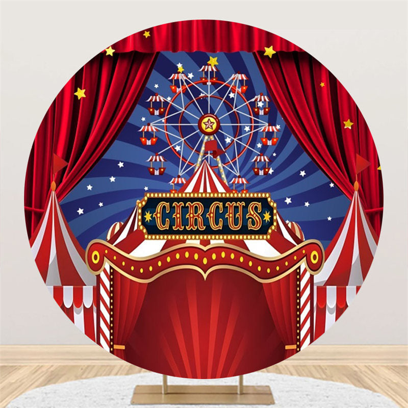 Aperturee Circus Red Curtain Ferris Wheel Circle Backdrop