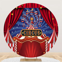 Aperturee Circus Red Curtain Ferris Wheel Circle Backdrop