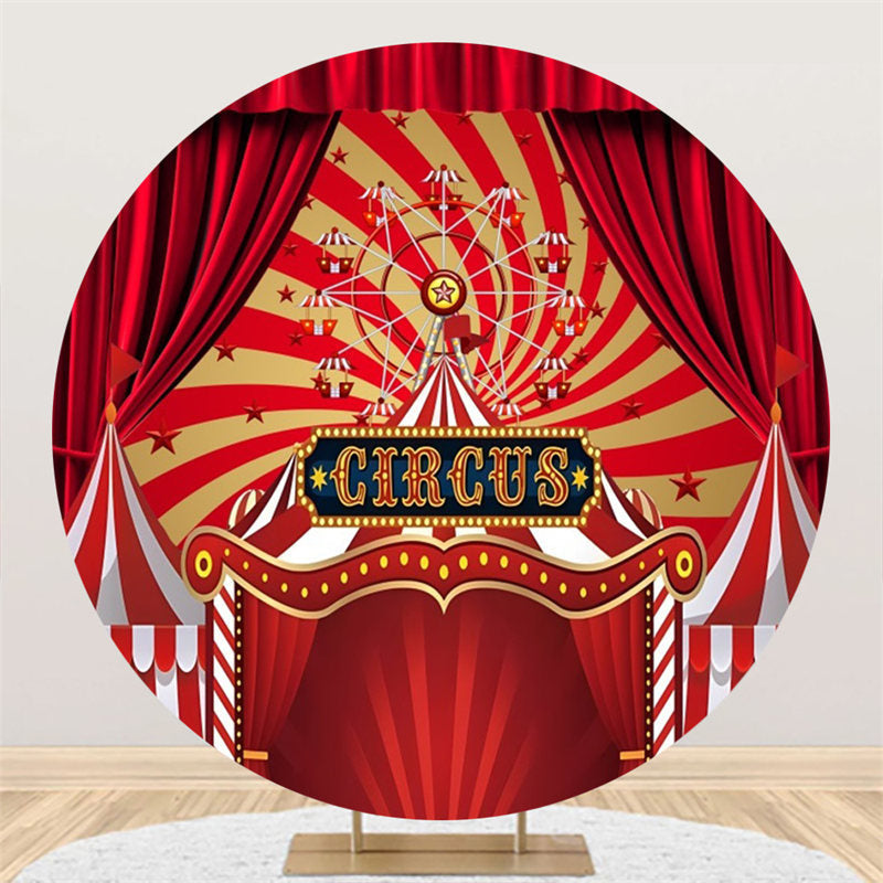 Aperturee Circus Red Star Curtain Stripes Circle Backdrop