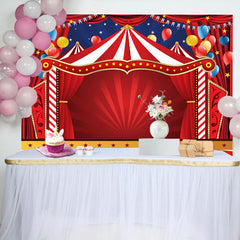 Aperturee - Circus Red Tents Stars Carnival Birthday Backdrop