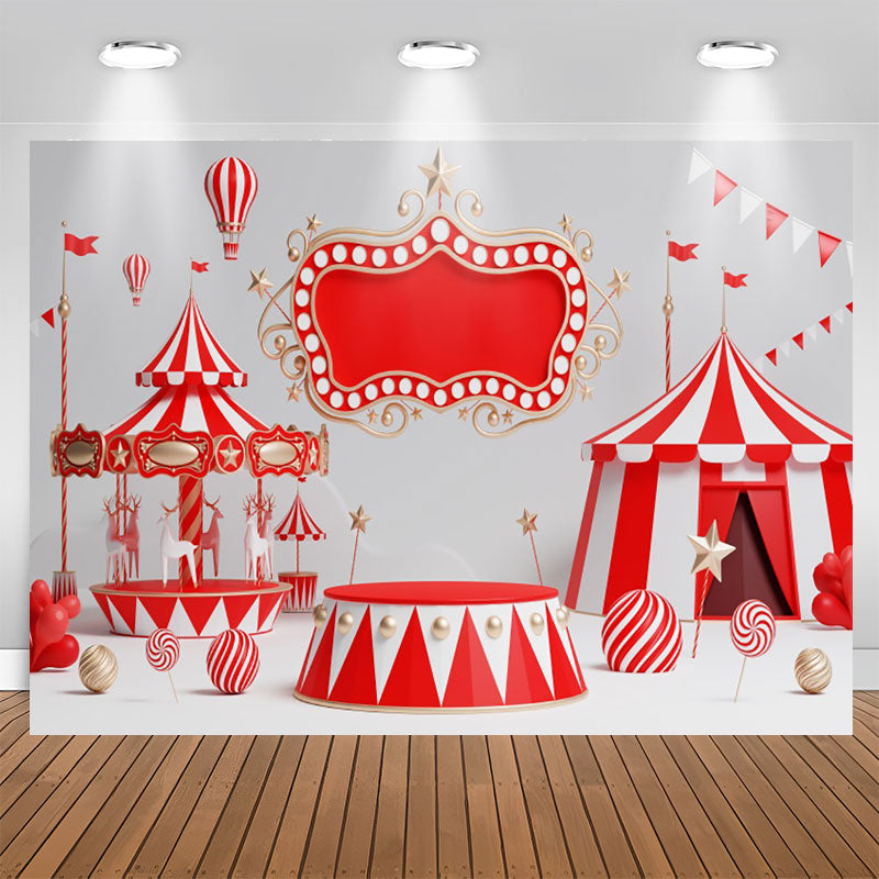 Aperturee - Circus Stage Playground Birthday Backdrop For Kids