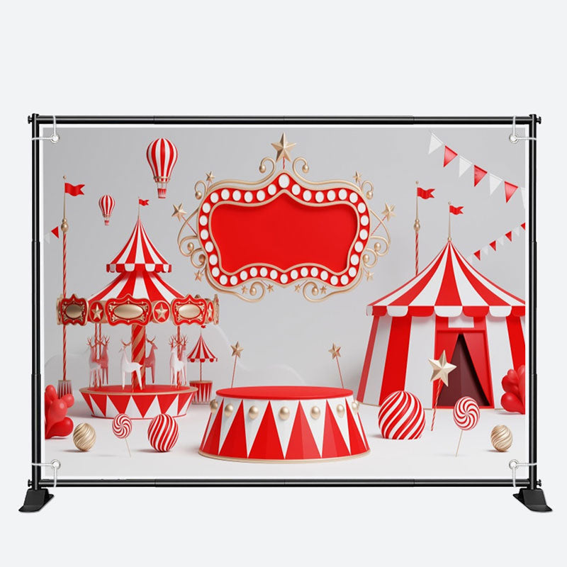 Aperturee - Circus Stage Playground Birthday Backdrop For Kids