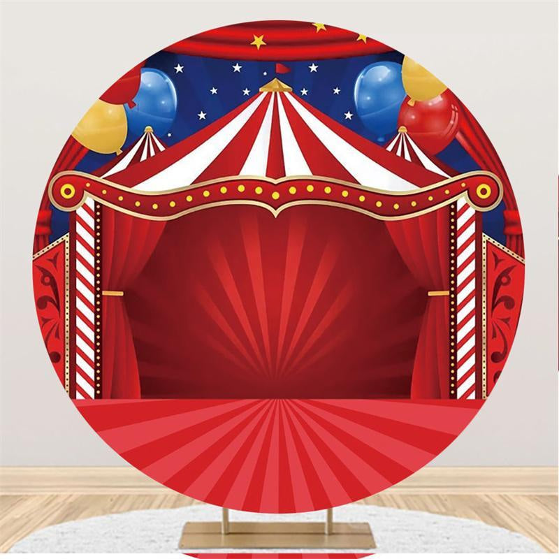 Aperturee Circus Stage Red Carpet With Balloon Circle Backdrop