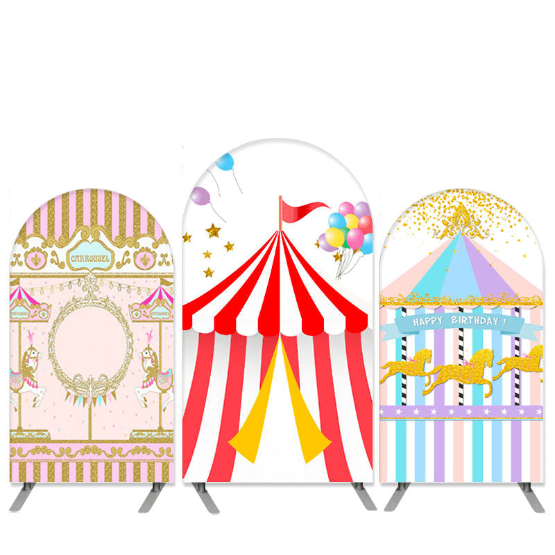 Aperturee Circus Theme Carousel Arch Backdrop Kit for Birthday