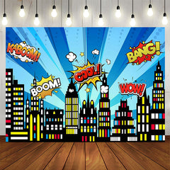 Aperturee - City Building Skyline Cartoon Birthday Backdrop