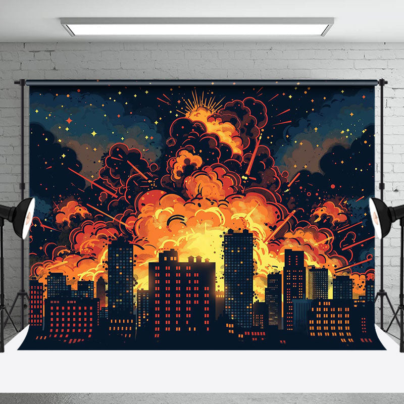 Aperturee - City Night Spark Explosion End Of The World Backdrop