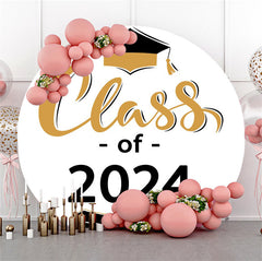 Aperturee - Class 2024 Bachelor Cap Round Graduation Backdrop