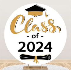 Aperturee - Class 2024 Bachelor Cap Round Graduation Backdrop