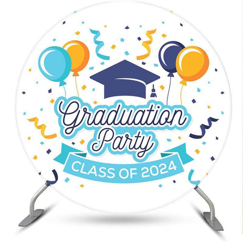 Aperturee - Class 2024 Balloon Round Graduation Party Backdrop