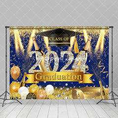 Aperturee - Class 2024 Blue Gold Sparkle Graduation Backdrop