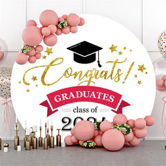 Aperturee - Class 2024 Golden Congrats Round Graduation Backdrop