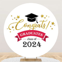 Aperturee - Class 2024 Golden Congrats Round Graduation Backdrop