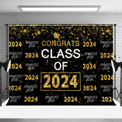 Aperturee - Class Of 2024 Congrats Party Gold Black Photo Backdrop