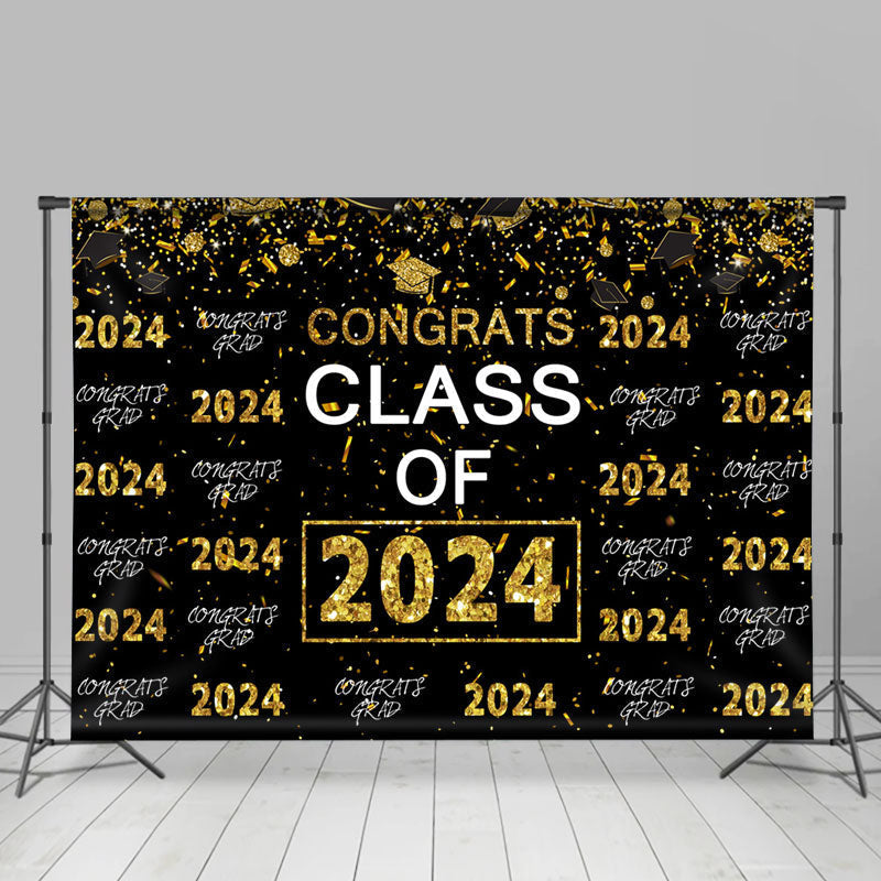 Aperturee - Class Of 2024 Congrats Party Gold Black Photo Backdrop