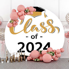 Aperturee - Class Of 2024 Bachelor Cap White Round Grad Backdrop