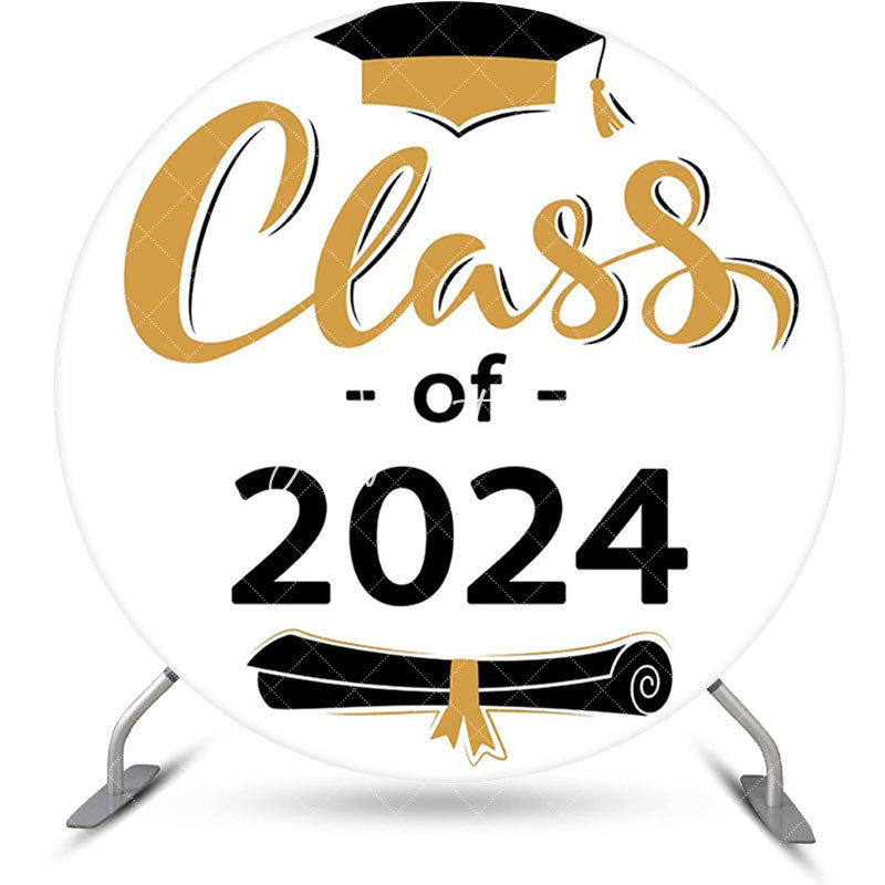 Aperturee - Class Of 2024 Bachelor Cap White Round Grad Backdrop