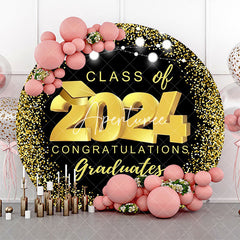 Aperturee - Class Of 2024 Black Gold Round Graduation Backdrop