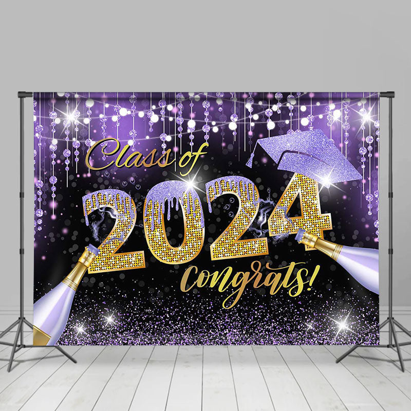 Aperturee - Class Of 2024 Congrats Purple Graduation Backdrop