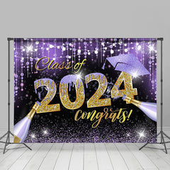 Aperturee - Class Of 2024 Congrats Purple Graduation Backdrop