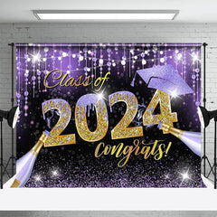 Aperturee - Class Of 2024 Congrats Purple Graduation Backdrop