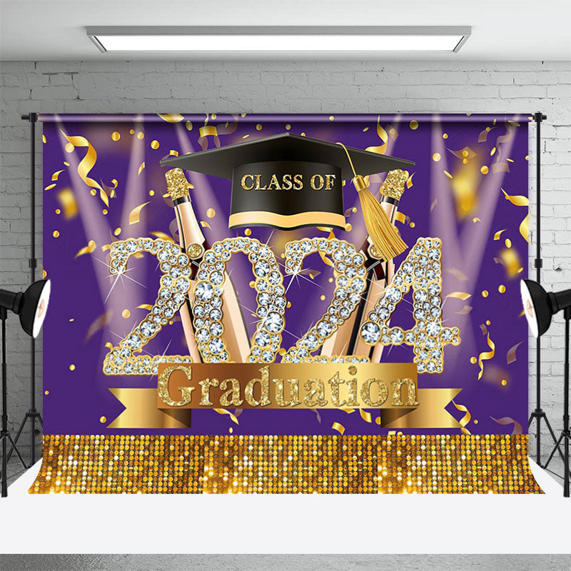 Aperturee - Class Of 2024 Diamond Gold Sparkle Graduation Backdrop