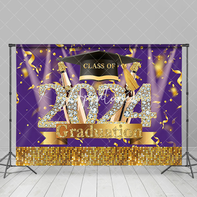 Aperturee - Class Of 2024 Diamond Gold Sparkle Graduation Backdrop