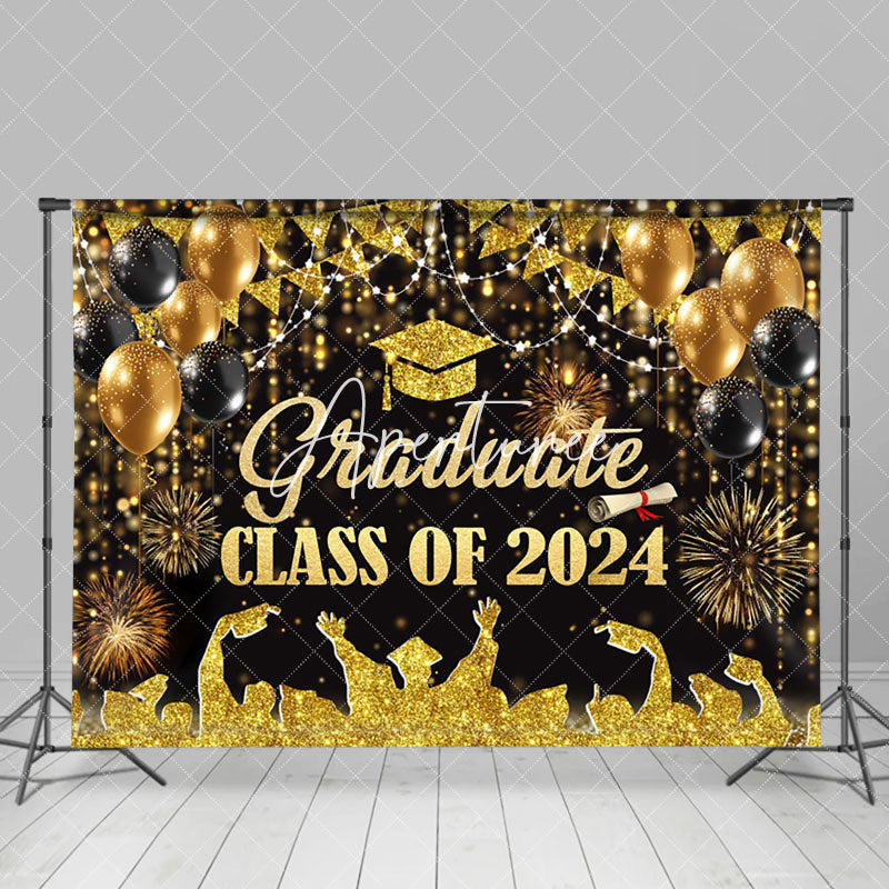 Aperturee - Class Of 2024 Gold Glitter Backdrop For Graduate