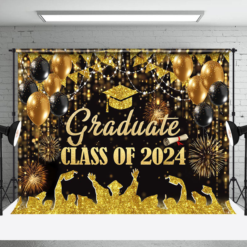 Aperturee - Class Of 2024 Gold Glitter Backdrop For Graduate