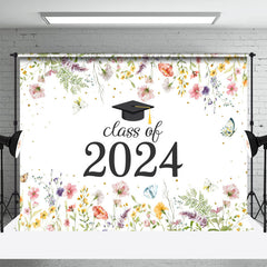 Aperturee - Class Of 2024 Spring Bloosom Flower Graduation Backdrop