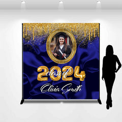 Aperturee - Class Of Blue Gold Custom Photo Graduation Backdrop