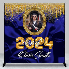 Aperturee - Class Of Blue Gold Custom Photo Graduation Backdrop