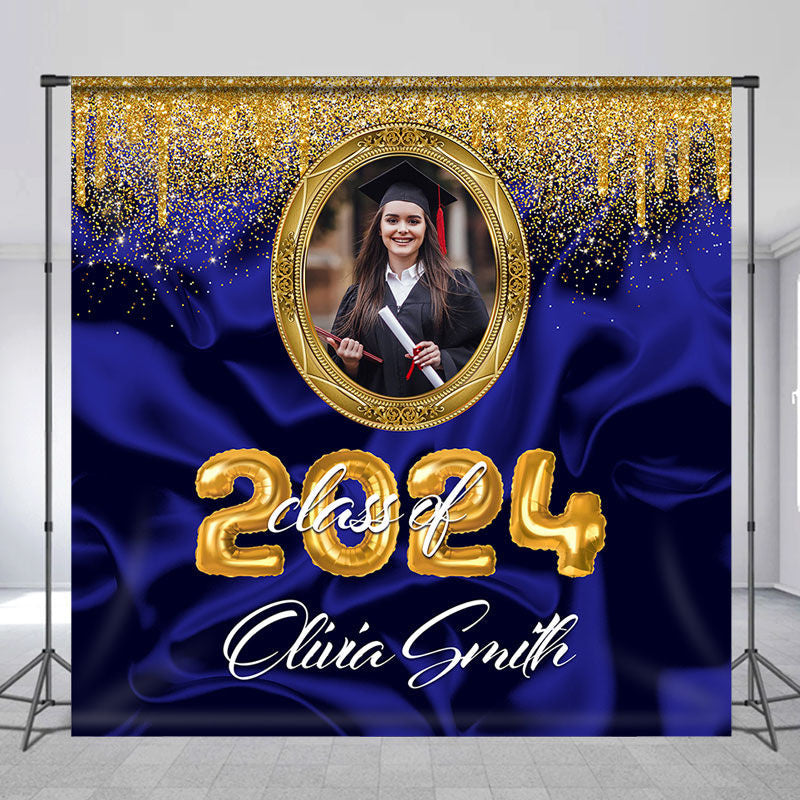 Aperturee - Class Of Blue Gold Custom Photo Graduation Backdrop