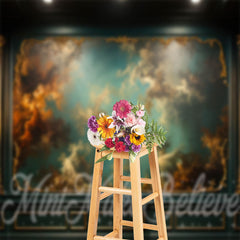 Aperturee - Classic Abstract Floral Painting Green Wall Backdrop