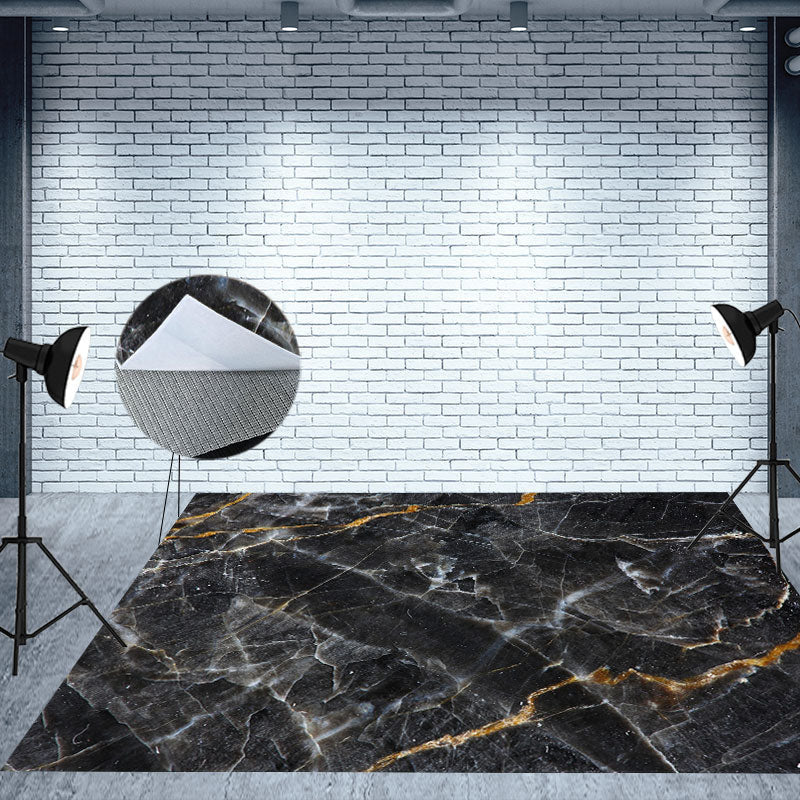 Aperturee - Classic Black Crack Marble Texture Rubber Floor Mat