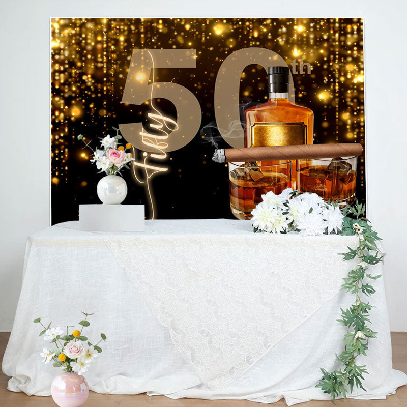 Aperturee - Classic Black Gold Cheers To 50 Birthday Backdrop