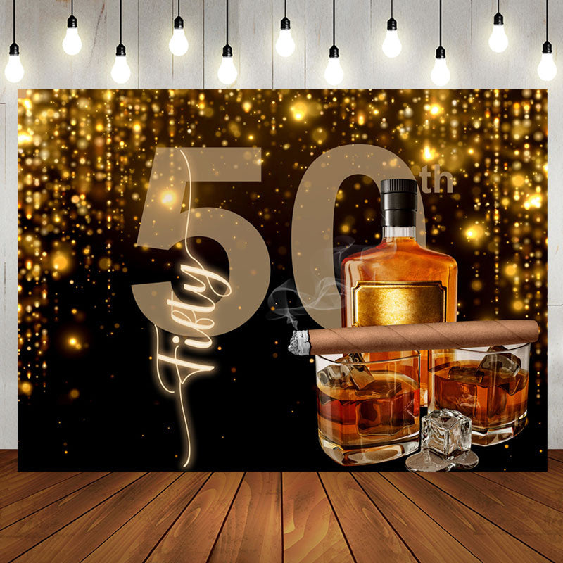 Aperturee - Classic Black Gold Cheers To 50 Birthday Backdrop