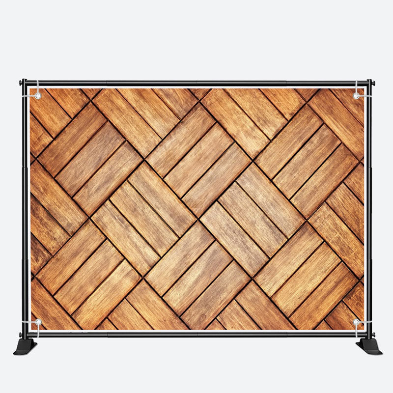 Aperturee - Classic Brown Plaid Wood Plank Floor Photo Backdrop