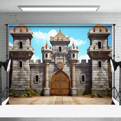 Aperturee - Classic Cartoon Game Castle Blue Sky Photo Backdrop