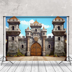 Aperturee - Classic Cartoon Game Castle Blue Sky Photo Backdrop