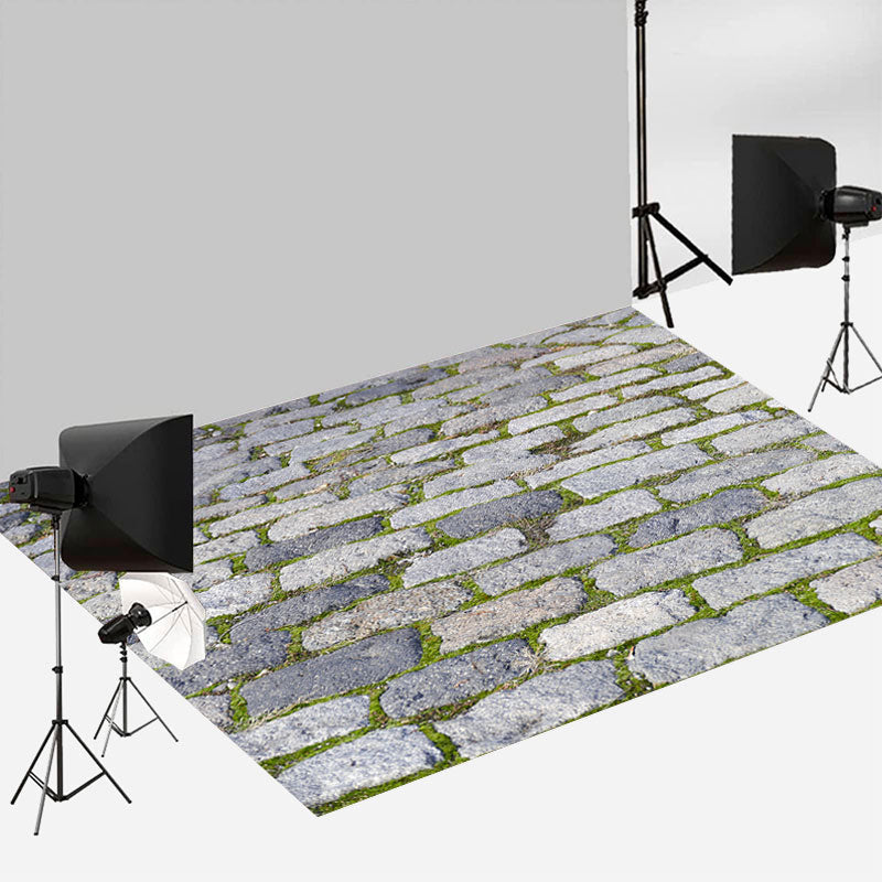 Aperturee - Classic Cobblestone Road Weeds Photography Floor Mat